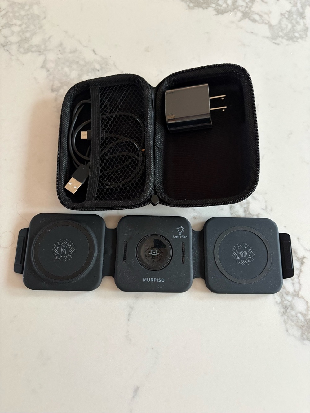 Murpiso 3-in-1 Foldable Wireless Charger - Black